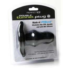 Plug analny podwójny tunel - Perfect Fit Double Tunnel Plug Medium Black Czarny Średni Perfect Fit