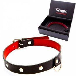 Collection WHIPS - Skórzana Obroża BDSM Exclusive Czarna Kemis