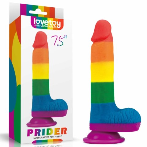 Lovetoy - Silikonowe Tęczowe Dildo Prider Z Jądrami I Przyssawką 19,5 cm Kemis Lovetoy - Silikonowe Tęczowe Dildo Prider Z Jądrami I Przyssawką 19,5 cm Kemis