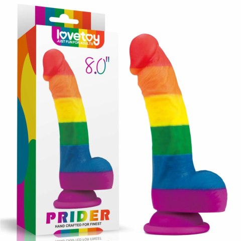 Lovetoy - Silikonowe Tęczowe Dildo Prider Z Jądrami I Przyssawką 20,5 cm Kemis Lovetoy - Silikonowe Tęczowe Dildo Prider Z Jądrami I Przyssawką 20,5 cm Kemis