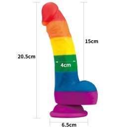 Lovetoy - Silikonowe Tęczowe Dildo Prider Z Jądrami I Przyssawką 20,5 cm Kemis