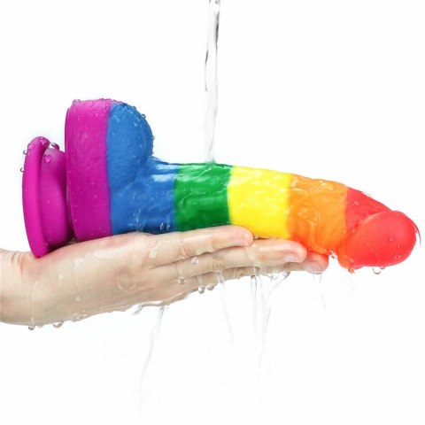 Lovetoy - Silikonowe Tęczowe Dildo Prider Z Jądrami I Przyssawką 20,5 cm Kemis Lovetoy - Silikonowe Tęczowe Dildo Prider Z Jądrami I Przyssawką 20,5 cm Kemis