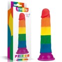 Lovetoy - Silikonowe Tęczowe Dildo Prider Z Przyssawką 18,5 cm Kemis