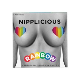 Rainbow - Tęczowe Naklejki Na Sutki W Kształcie Serca I Ust 2 Pary Kemis