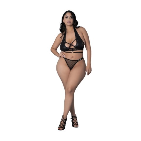Magic Silk - Top + stringi z pierścieniami - ćwiekami Nadia 2XL Magic Silk Magic Silk - Top + stringi z pierścieniami - ćwiekami Nadia 2XL Magic Silk