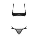 Obsessive - Zestaw dwuczęściowy Nutris stringi z otwartym krokiem + biustonosz xl/2xl Obsessive