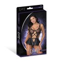 Magic Silk - Biustonosz + majtki z otwartym kroczem - falbana - pierścienie Anastasia LXL Magic Silk