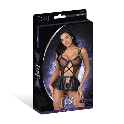Magic Silk - Biustonosz + majtki z otwartym kroczem - falbana - pierścienie Anastasia LXL Magic Silk Magic Silk - Biustonosz + majtki z otwartym kroczem - falbana - pierścienie Anastasia LXL Magic Silk