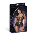 Magic Silk - Biustonosz + majtki z otwartym kroczem - falbana - pierścienie Anastasia SM Magic Silk
