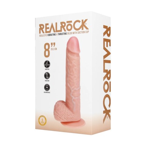 RealRock by shpts - Wibrujący i wbijający się prosty penis z jądrami - 8 / 20,5 cm - Flesh RealRock by Shots