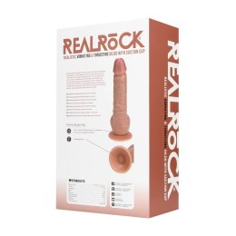 RealRock by shpts - Wibrujący i wbijający się prosty penis z jądrami - 8 / 20,5 cm - Tan RealRock by Shots