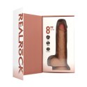 RealRock by shpts - Wibrujący i wbijający się prosty penis z jądrami - 8 / 20,5 cm - Tan RealRock by Shots