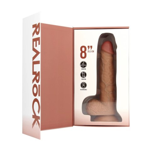 RealRock by shpts - Wibrujący i wbijający się prosty penis z jądrami - 8 / 20,5 cm - Tan RealRock by Shots RealRock by shpts - Wibrujący i wbijający się prosty penis z jądrami - 8 / 20,5 cm - Tan RealRock by Shots