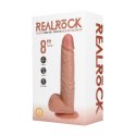 RealRock by shpts - Wibrujący i wbijający się prosty penis z jądrami - 8 / 20,5 cm - Tan RealRock by Shots