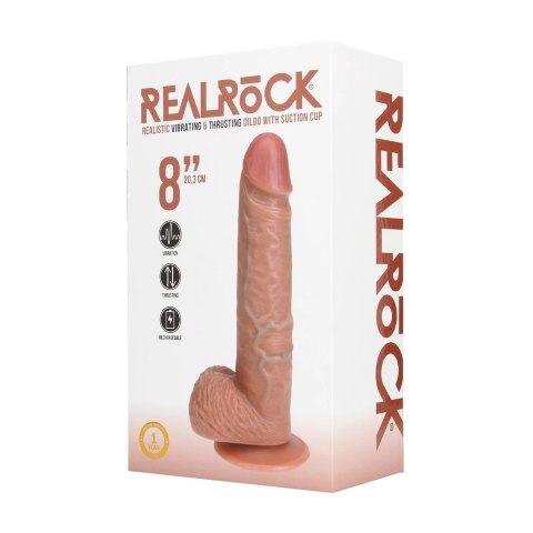 RealRock by shpts - Wibrujący i wbijający się prosty penis z jądrami - 8 / 20,5 cm - Tan RealRock by Shots RealRock by shpts - Wibrujący i wbijający się prosty penis z jądrami - 8 / 20,5 cm - Tan RealRock by Shots