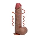 RealRock by shpts - Wibrujący i wbijający się prosty penis z jądrami - 8 / 20,5 cm - Tan RealRock by Shots