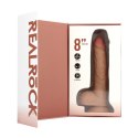 RealRock by shpts - Wibrujący i wbijający się prosty penis z jądrami - 8 / 20,5 cm - Tan RealRock by Shots