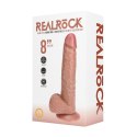 RealRock by shpts - Wibrujący i wbijający się prosty penis z jądrami - 8 / 20,5 cm - Tan RealRock by Shots