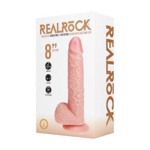 RealRock by shpts - Wibrujący i wbijający się prosty penis z jądrami - 8 / 20,5 cm - Tan RealRock by Shots RealRock by shpts - Wibrujący i wbijający się prosty penis z jądrami - 8 / 20,5 cm - Tan RealRock by Shots