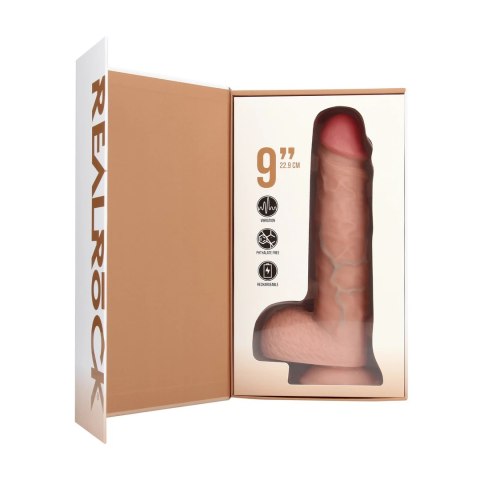 Wibrujący Regularny Prosty Penis z Jądrami - 9 / 23 cm - Flesh RealRock by Shots Wibrujący Regularny Prosty Penis z Jądrami - 9 / 23 cm - Flesh RealRock by Shots