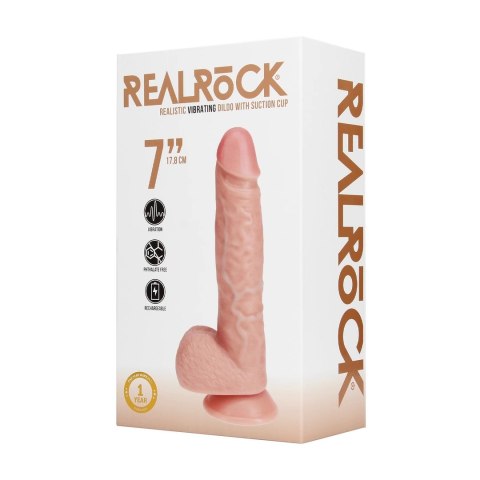 Wibrujący Regularny Prosty Penis z Jądrami - 9 / 23 cm - Flesh RealRock by Shots Wibrujący Regularny Prosty Penis z Jądrami - 9 / 23 cm - Flesh RealRock by Shots