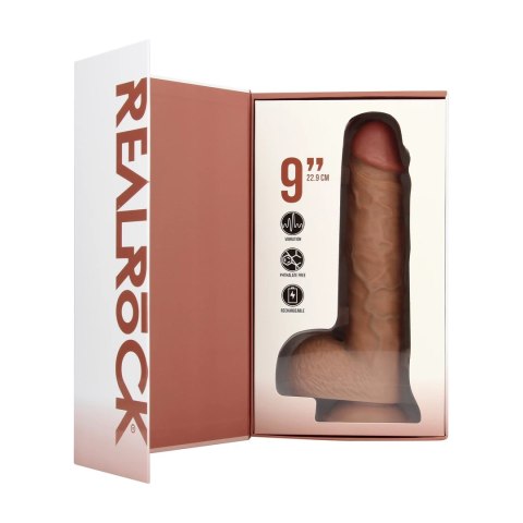 Wibrujący Regularny Prosty Penis z Jądrami - 9 / 23 cm - Tan RealRock by Shots Wibrujący Regularny Prosty Penis z Jądrami - 9 / 23 cm - Tan RealRock by Shots