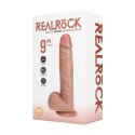 Wibrujący Regularny Prosty Penis z Jądrami - 9 / 23 cm - Tan RealRock by Shots
