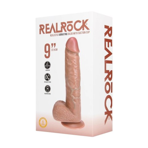 Wibrujący Regularny Prosty Penis z Jądrami - 9 / 23 cm - Tan RealRock by Shots Wibrujący Regularny Prosty Penis z Jądrami - 9 / 23 cm - Tan RealRock by Shots