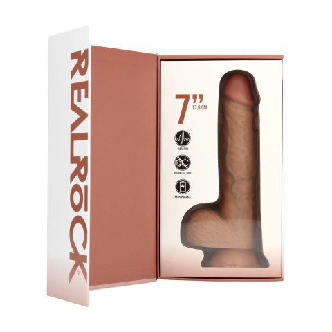 Wibrujący Regularny Prosty Penis z Jądrami - 9 / 23 cm - Tan RealRock by Shots Wibrujący Regularny Prosty Penis z Jądrami - 9 / 23 cm - Tan RealRock by Shots