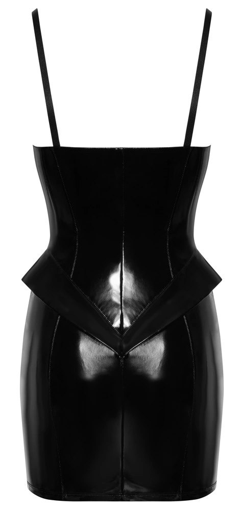 Black Level - Mini Sukienka Na Ramiączkach Z Błyszczącego Czarnego Winylu XL Black Level Black Level - Mini Sukienka Na Ramiączkach Z Błyszczącego Czarnego Winylu XL Black Level