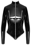 Black Level - Seksowna Lateksowa Kurtka Z Długim Rękawem Czarna 2XL Black Level