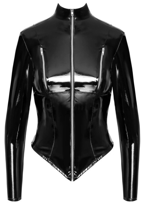 Black Level - Seksowna Lateksowa Kurtka Z Długim Rękawem Czarna 2XL Black Level Black Level - Seksowna Lateksowa Kurtka Z Długim Rękawem Czarna 2XL Black Level