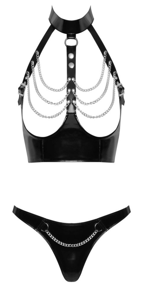 Black Level - Seksowny Winylowy Komplecik Odkryty Top I Stringi M Black Level Black Level - Seksowny Winylowy Komplecik Odkryty Top I Stringi M Black Level