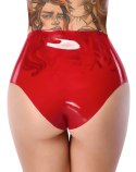 LATE X - Czerwone Lateksowe Majtki Z Dildo Zewnętrznym 15 CM XL Late X
