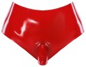 LATE X - Czerwone Lateksowe Majtki Z Dildo Zewnętrznym 15 CM XL Late X