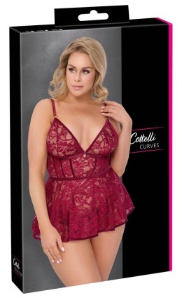 Cottelli CURVES - Seksowna Koronkowa Babydoll + Majteczki Bez Krocza Czerwone 2XL Cottelli CURVES