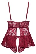 Cottelli CURVES - Seksowna Koronkowa Babydoll + Majteczki Bez Krocza Czerwone 3XL Cottelli CURVES
