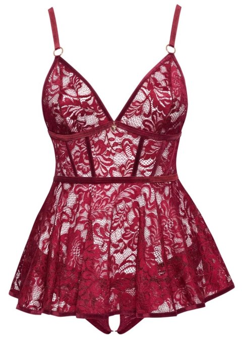 Cottelli CURVES - Seksowna Koronkowa Babydoll + Majteczki Bez Krocza Czerwone XL Cottelli CURVES Cottelli CURVES - Seksowna Koronkowa Babydoll + Majteczki Bez Krocza Czerwone XL Cottelli CURVES
