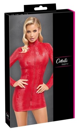 Cottelli PARTY - Seksowna Mini Sukienka Z Długim Rękawkiem Skóra Węża Czerwona XL Cottelli PARTY
