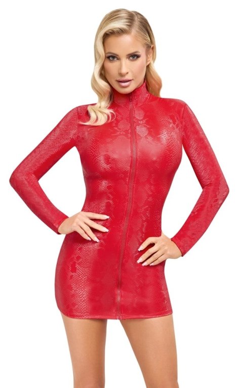 Cottelli PARTY - Seksowna Mini Sukienka Z Długim Rękawkiem Skóra Węża Czerwona XL Cottelli PARTY Cottelli PARTY - Seksowna Mini Sukienka Z Długim Rękawkiem Skóra Węża Czerwona XL Cottelli PARTY