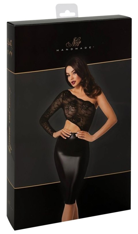 Noir - Czarna Gładka Sukienka Z Koronkową Górą Orgia XL Noir Noir - Czarna Gładka Sukienka Z Koronkową Górą Orgia XL Noir