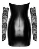 Noir - Czarna Mini Sukienka Bez Ramiączek Z Koronkowymi Rękawiczkami Orgia XL Noir