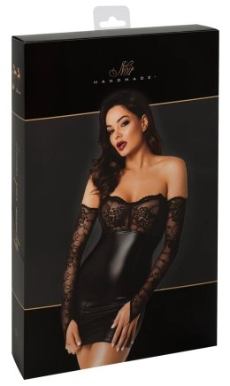 Noir - Czarna Mini Sukienka Bez Ramiączek Z Koronkowymi Rękawiczkami Orgia S Noir