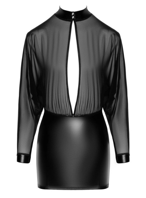 Noir - Czarna Mini Sukienka Z Prześwitującą Górą Orgia S Noir Noir - Czarna Mini Sukienka Z Prześwitującą Górą Orgia S Noir