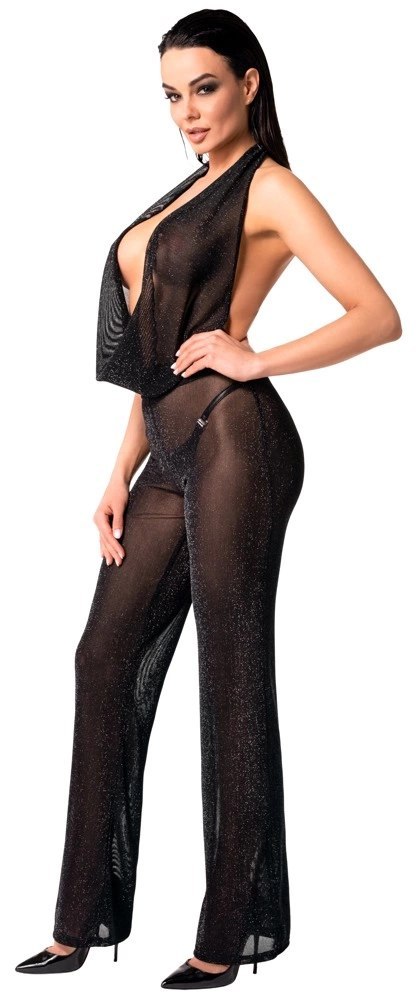 Noir - Elegancki Czarny Kombinezon Z Prostą Nogawką Orgia S Noir Noir - Elegancki Czarny Kombinezon Z Prostą Nogawką Orgia S Noir