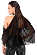 Noir - Seksowny Zwiewny Top Orgia Czarny Z Tiulu S Noir