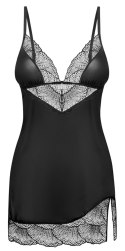 Obsessive - Seksowna Koszulka Nocna Z Koronką + Stringi Lobellis Czarne XL/2XL Obsessive