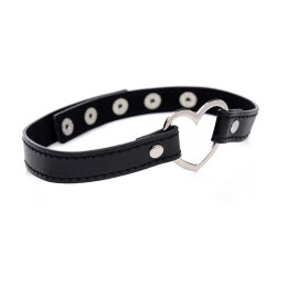 XR Brands - Czarny Choker w kształcie serca chromowanego XR Brands