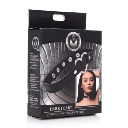 XR Brands - Czarny Choker w kształcie serca chromowanego XR Brands