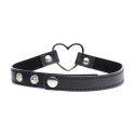 XR Brands - Czarny Choker w kształcie serca chromowanego XR Brands